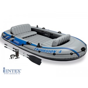 Четырехместная надувная лодка Excursion 4 Set, до 400 кг. Intex 68324